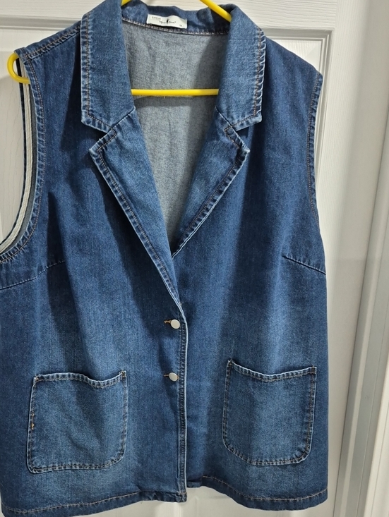 Agnes Orinda Jackets & Blazers - Agnes Orinda Women's  Blue Denim Vest 3X
